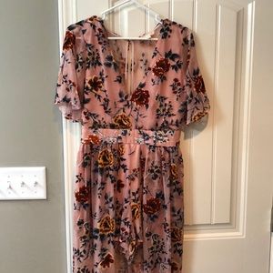 Pink flower romper dress